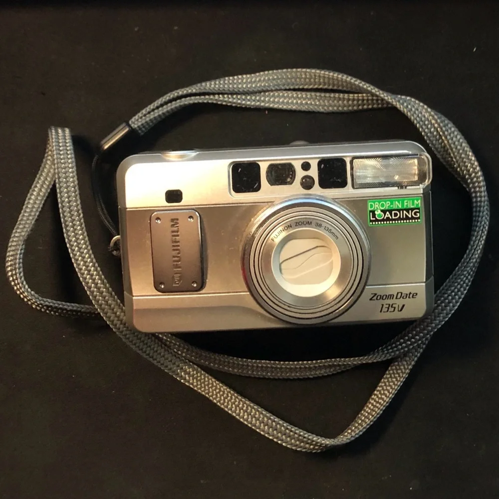 Fujifilm Zoom Date 135V Silver Camera with Gray Strap